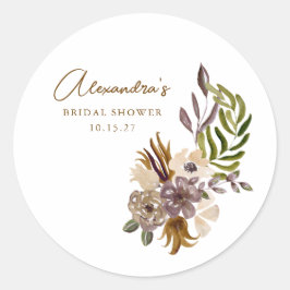 Boho Rustieke Natuur Botanische Aangepaste Bruidss Ronde Sticker