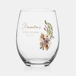 Boho Rustieke Natuur Botanische Aangepaste Bruilof Wijnglas Zonder Voet