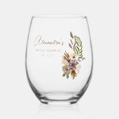 Boho rustieke Natuur Botanische Aangepaste Vrijgez Wijnglas Zonder Voet (Voorkant)