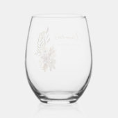 Boho rustieke Natuur Botanische Aangepaste Vrijgez Wijnglas Zonder Voet (Achterkant)