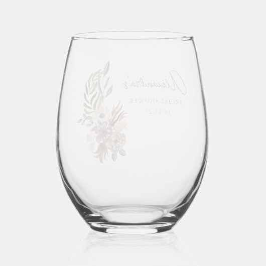 Boho rustieke Natuur Botanische Aangepaste Vrijgez Wijnglas Zonder Voet (Achterkant)