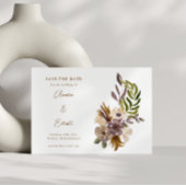 Boho Rustieke Natuur Plum Floral Save the Date Kaa Kaart