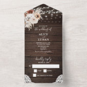 Boho Rustieke Neutrale Bloemen Slingerlichten All  In One Uitnodiging (Binnen)