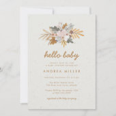 Boho Rustieke Neutrale Wilde Bloem Baby Shower Kaart (Voorkant)