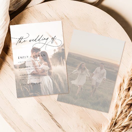 Boho rustieke overlay foto bruiloft kaart