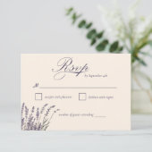 Boho Rustieke Paarse Lavendel Bloemen Huwelijk RSVP Kaartje (Staand voorkant)