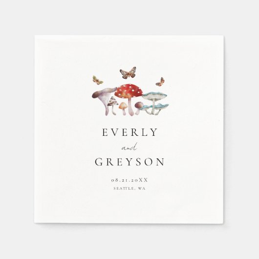 Boho & rustieke paddenstoel bruiloft servet (Voorkant)