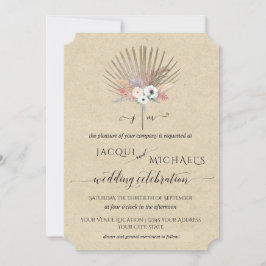 BOHO Rustieke Pampagras Tropische Monogram Bloem Kaart