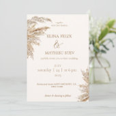 Boho rustieke pampas bruiloft Kaart (Staand voorkant)