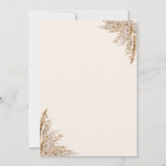 Boho rustieke pampas bruiloft Kaart (Achterkant)