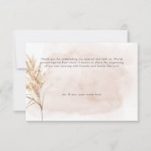 Boho rustieke pampa's & gedroogd gras boeket bruil bedankkaart (Achterkant)
