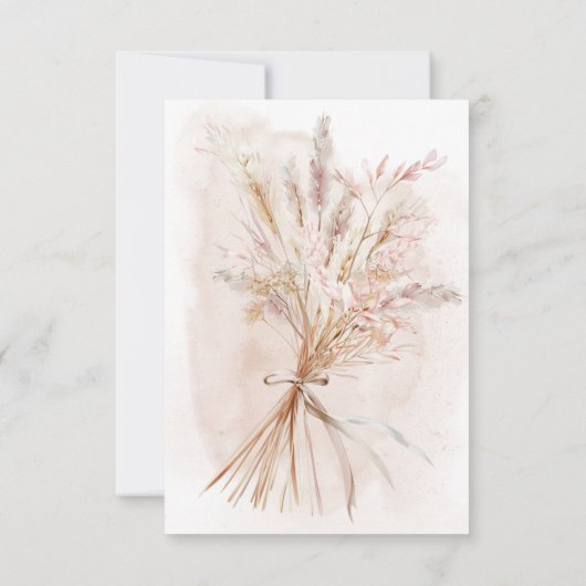 Boho rustieke pampa's & gedroogd gras boeket bruil save the date (Achterkant)