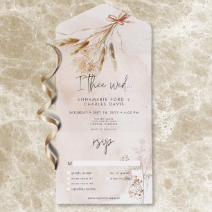 Boho rustieke Pampa's & gedroogd gras boeket diner All In One Uitnodiging