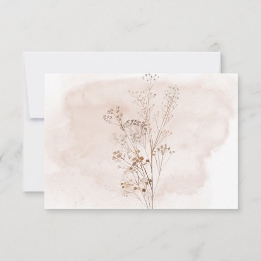 Boho rustieke Pampa's & gedroogd gras boeket QR Co RSVP Kaartje (Achterkant)