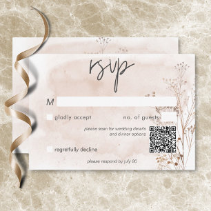 Boho rustieke Pampa's & gedroogd gras boeket QR Co RSVP Kaartje