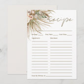 Boho rustieke Pampas Grass Bloemen Breng Recept Ka Bedankkaart (Voorkant / Achterkant)