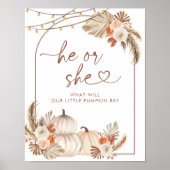 Boho rustieke pompoen Herfst hij of zij teken Poster (Voorkant)