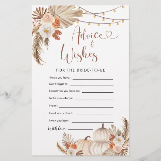 Boho rustieke pompoen Herfst in liefde Advies en w (Voorkant)