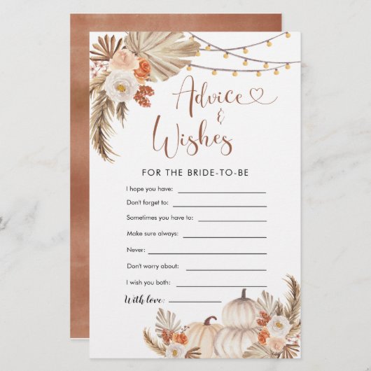 Boho rustieke pompoen Herfst in liefde Advies en w (Voorkant / Achterkant)