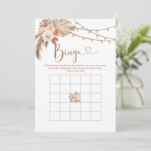 Boho rustieke pompoen Herfst in liefde Baby shower Kaart (Staand voorkant)