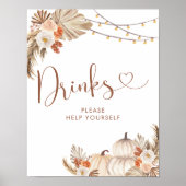 Boho rustieke pompoen Herfst in liefde Drinken tek Poster (Voorkant)
