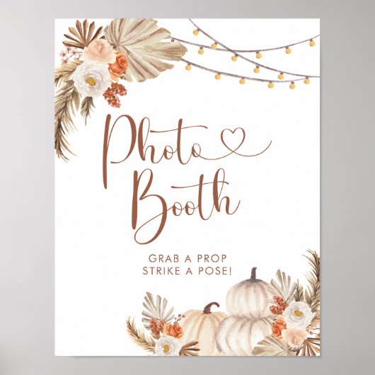 Boho rustieke pompoen Herfst in liefde Foto Booth  Poster (Voorkant)
