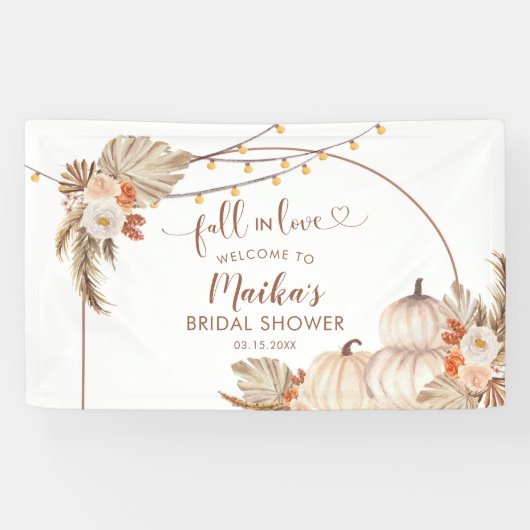 Boho rustieke pompoen Herfst in liefde grote banne Spandoek (Horizontaal)