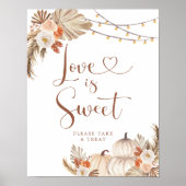 Boho rustieke pompoen Herfst in liefde is zoet Poster (Voorkant)