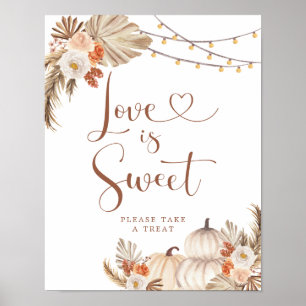 Boho rustieke pompoen Herfst in liefde is zoet Poster