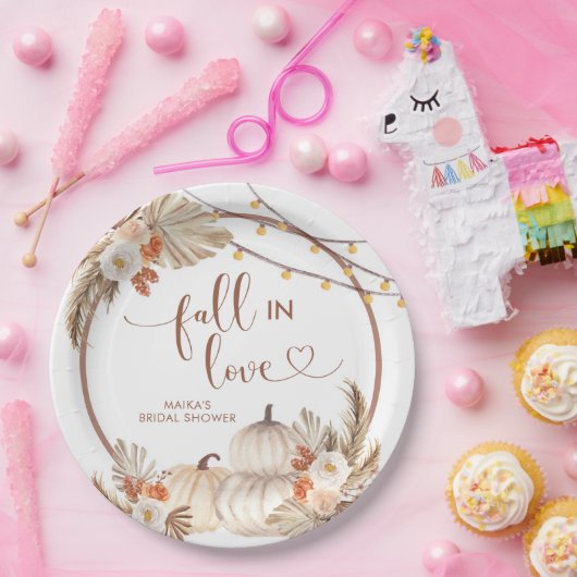 Boho rustieke pompoen Herfst in liefde papier Bord (Feest)