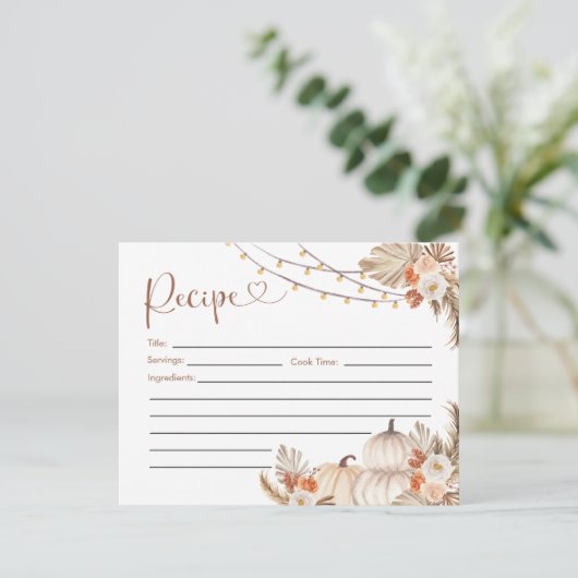 Boho rustieke pompoen Herfst in liefde recept Kaar Kaart (Staand voorkant)