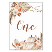 Boho rustieke pompoen Herfst in liefde tafel numme Kaart (Achterkant)