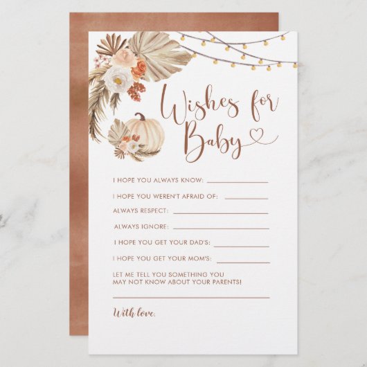 Boho rustieke pompoen Herfst in liefde wensen voor (Voorkant / Achterkant)