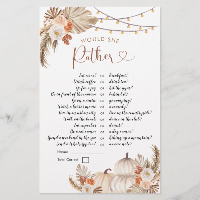 Boho rustieke pompoen Herfst in liefde zou ze liev (Voorkant)