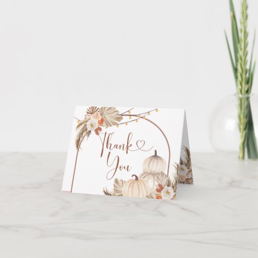 Boho Rustieke Pompoen Herfst Liefde Vouwkaart Bedankkaart (Voorkant)