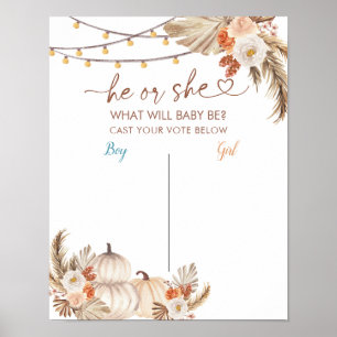 Boho rustieke pompoen Herfst stembord Poster