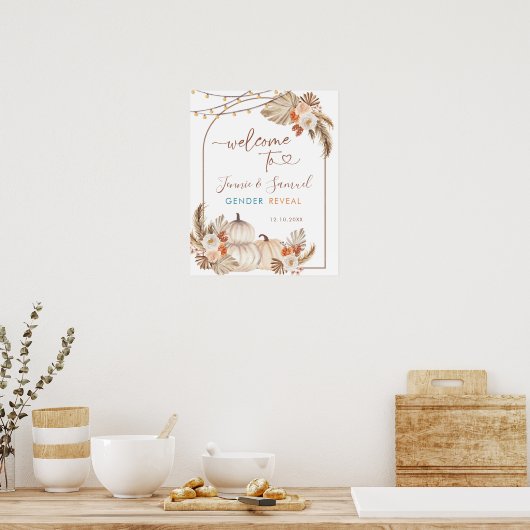 Boho rustieke pompoen Herfst welkomstbord Poster (Keuken)