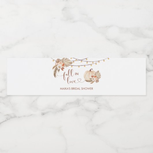 Boho Rustieke Pompoen Verliefd Waterfles Waterfles Etiket (Enkel label)