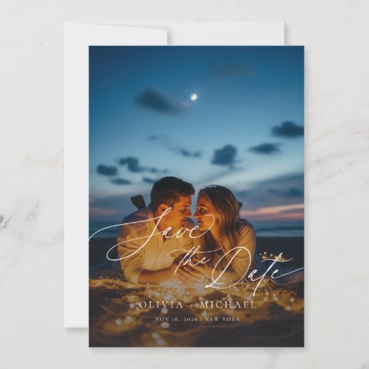 Boho Rustieke QR Code Fotobruiloft Bewaar de datum Kaart (Voorkant)