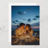 Boho Rustieke QR Code Fotobruiloft Bewaar de datum Kaart (Voorkant / Achterkant)