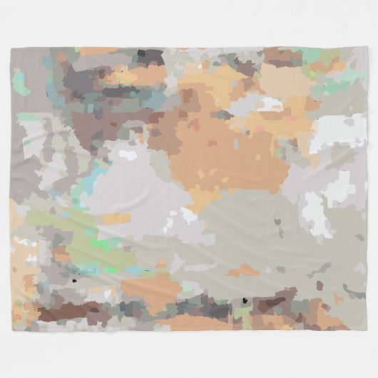 Boho rustieke retro sinaasappel, taupe, bruin, bla fleece deken (Voorkant (Horizontaal))