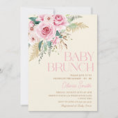 Boho rustieke roze bloemige Baby brunch Baby showe Kaart (Voorkant)