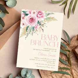 Boho rustieke roze bloemige Baby brunch Baby showe Kaart