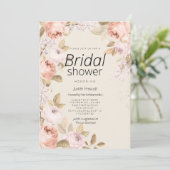 Boho rustieke roze koraal ivoor bloemige Bruids Sh Kaart (Staand voorkant)