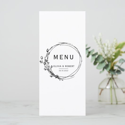 Boho rustieke stijl eenvoudige bloemenbruiloft menu (Staand voorkant)