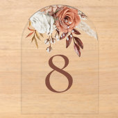 Boho Rustieke Terracotta Bloem Huwelijk Tafel Numm Acryl Uitnodigingen (Voorkant)