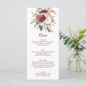 Boho Rustieke Terracotta Perzik Marsala Trouwmenu Menu (Staand voorkant)