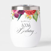 Boho rustieke Waterverf Bloemen 100ste verjaardags (Voorkant)