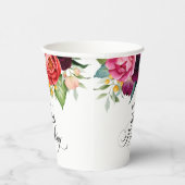 Boho rustieke Waterverf Bloemen 100ste verjaardags Papieren Bekers (Rechts)