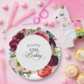 Boho rustieke Waterverf Bloemen 100ste verjaardags Papieren Bordje (Feest)
